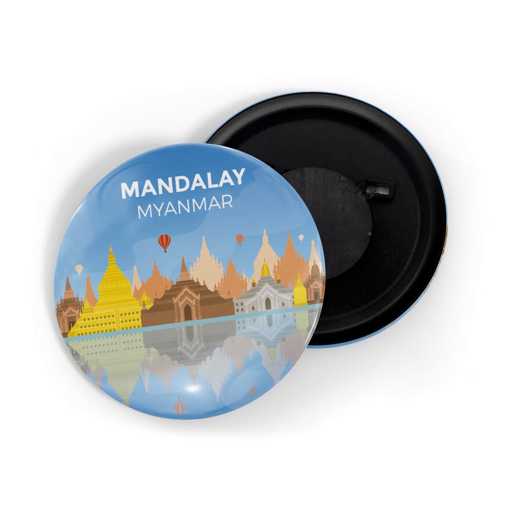 dhcrafts Fridge Magnet Blue Color Places Mandalay Myanmar Asia Glossy Finish Design Pack of 1